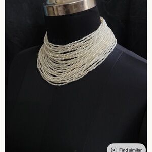 Multi Strand pearl choker necklace
